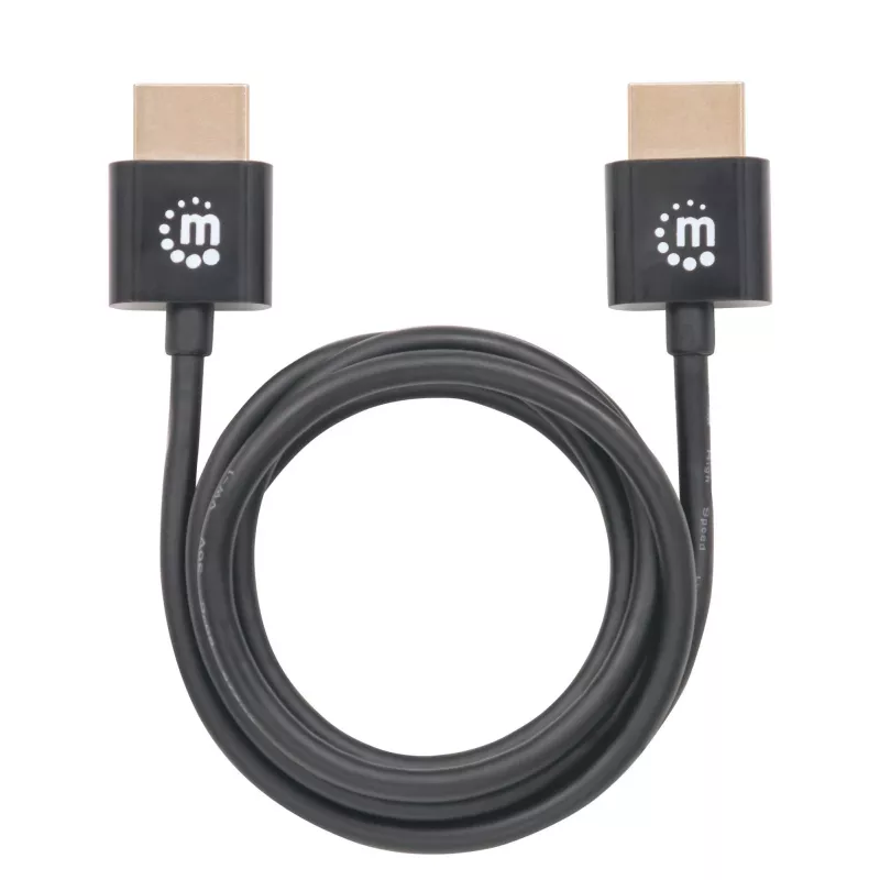 Manhattan HDMI kabelis ar Ethernet (Ultra Thin), 4K@60Hz (Premium High Speed), 1m, vīrietis-vīrietis, melns