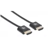 Manhattan HDMI kabelis ar Ethernet (Ultra Thin), 4K@60Hz (Premium High Speed), 1m, vīrietis-vīrietis, melns