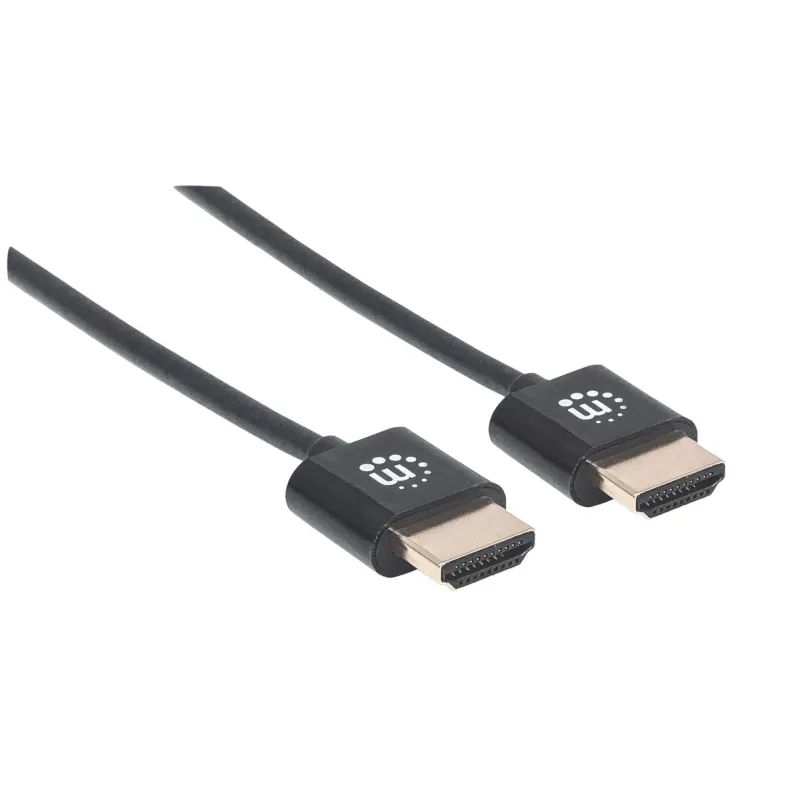 Manhattan HDMI kabelis ar Ethernet (Ultra Thin), 4K@60Hz (Premium High Speed), 1m, vīrietis-vīrietis, melns