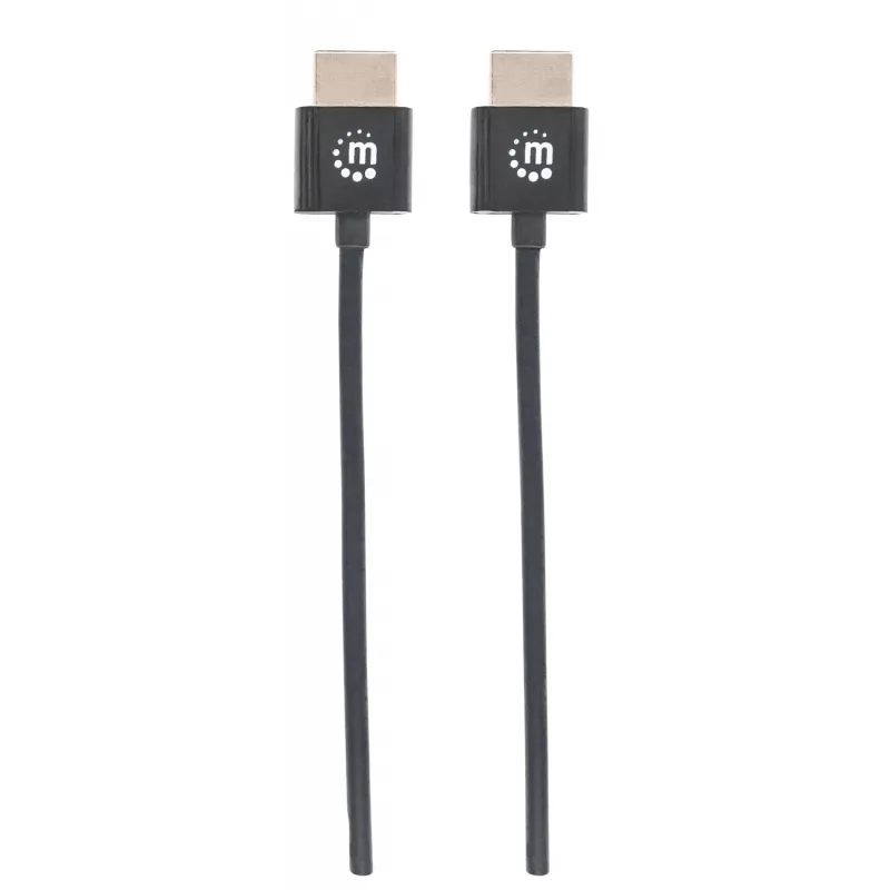Manhattan HDMI kabelis ar Ethernet (Ultra Thin), 4K@60Hz (Premium High Speed), 1m, vīrietis-vīrietis, melns