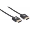 Manhattan HDMI kabelis ar Ethernet (Ultra Thin), 4K@60Hz (Premium High Speed), 3m, Vīrietis-Vīrietis, Melns, Ultra HD 4k x 2k, Pilnībā ekranēts, Apzeltīti kontakti, Mūža garantija