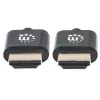 Manhattan HDMI kabelis ar Ethernet (Ultra Thin), 4K@60Hz (Premium High Speed), 3m, Vīrietis-Vīrietis, Melns, Ultra HD 4k x 2k, Pilnībā ekranēts, Apzeltīti kontakti, Mūža garantija