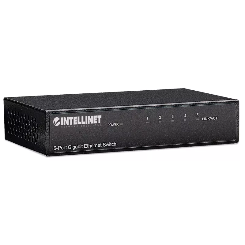 Intellinet 5-Port Gigabit Ethernet Slēdzis, darbvirsmas izmērs, metāla korpuss, IEEE 802.3az (energoefektīvs Ethernet)