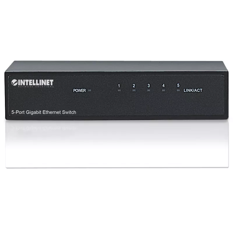 Intellinet 5-Port Gigabit Ethernet Slēdzis, darbvirsmas izmērs, metāla korpuss, IEEE 802.3az (energoefektīvs Ethernet)