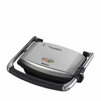 Ariete 1911 Toast & Grill Slim - Nelipīga elektriskā plāksne grauzdiņiem un sviestmaizēm - rievota plāksne - 1000 W - Sudraba