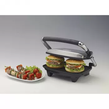 Ariete 1911 Toast & Grill Slim - Nelipīga elektriskā plāksne grauzdiņiem un sviestmaizēm - rievota plāksne - 1000 W - Sudraba