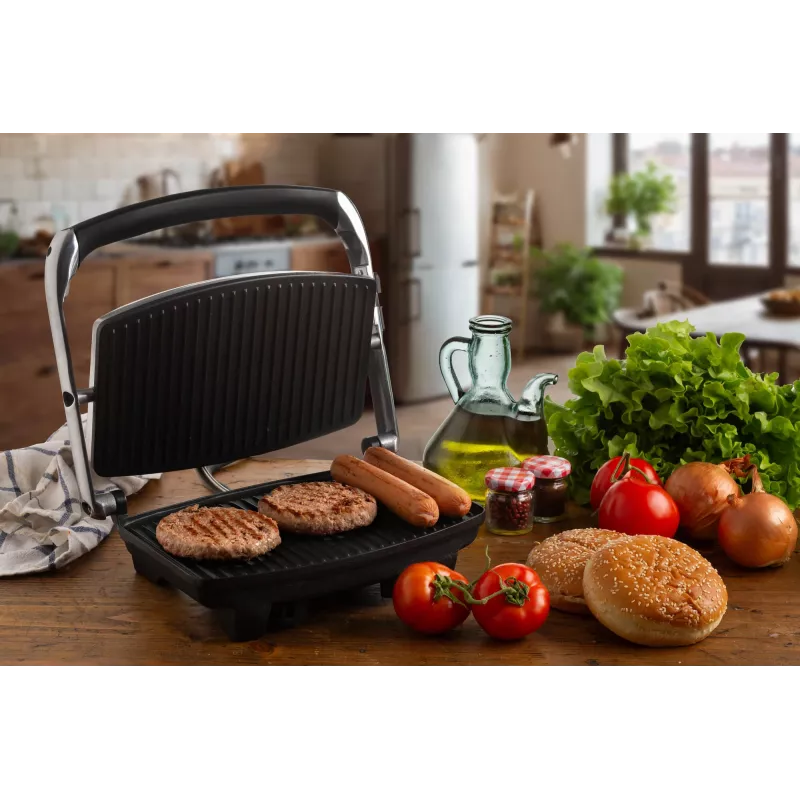 Ariete 1911 Toast & Grill Slim - Nelipīga elektriskā plāksne grauzdiņiem un sviestmaizēm - rievota plāksne - 1000 W - Sudraba