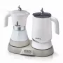 Ariete 1344 Brokastu stacija, 3 ierīces 1: Moka katliņš, tējkanna, karstā un aukstā piena putotājs, 500 W, 2/4 tases, uztur kafiju siltu, 5 funkcijas, balta