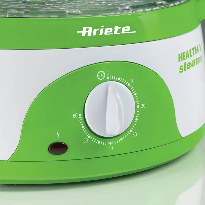 Ariete 911 Healthy Steam - Elektriskais tvaikonis - 3 grozi - Rīsa trauks - Taimeris 60' - 800 W - 9 litri - Balts un zaļš