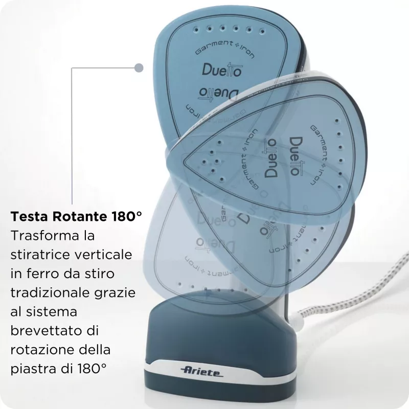 Ariete 6246 Duetto gludeklis - vertikālais un horizontālais gludeklis ar keramikas zoli - 1000 W - balts un zils