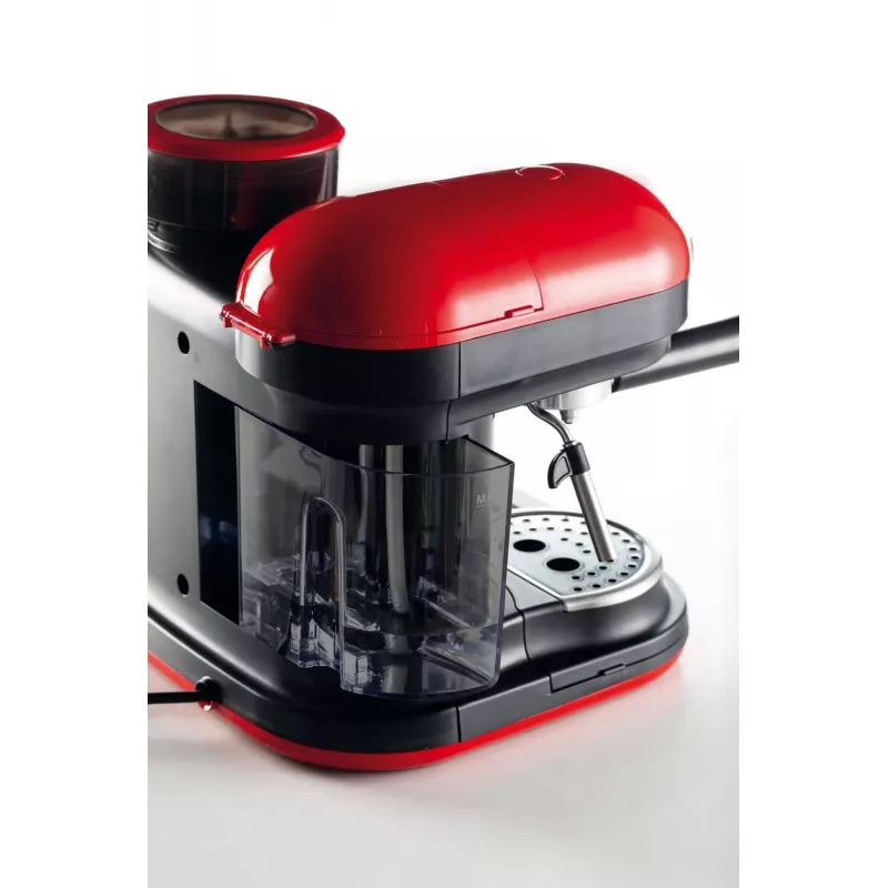 Ariete 1318 Moderna Espresso kafijas automāts ar iebūvētu dzirnaviņām, 1080 W, 800 cc, sarkans