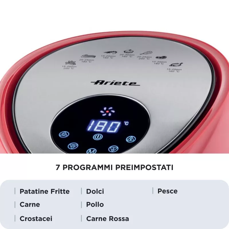 Ariete 4618 Airy Fryer XXL gaisa fritieris - 7 litri - 1800 W - sarkans