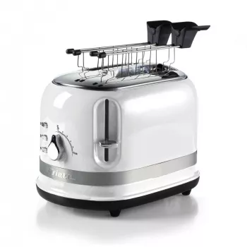 Ariete 149 Modern baltā grauzdētājs ar knaiblēm 2 maizes šķēlēm, sviestmaizei vai tostam - 6 brūnināšanas līmeņi - Atkausēšana - Modernā līnija - Balts