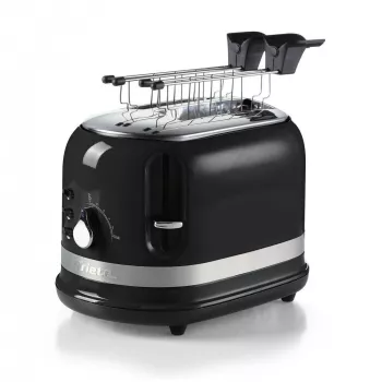 Ariete 149 Moderna balts tosters ar knaiblēm 2 maizes šķēlēm, sviestmaizēm vai grauzdiņiem - 6 brūnināšanas līmeņi - Atkausēšana - Modernā līnija - Melns