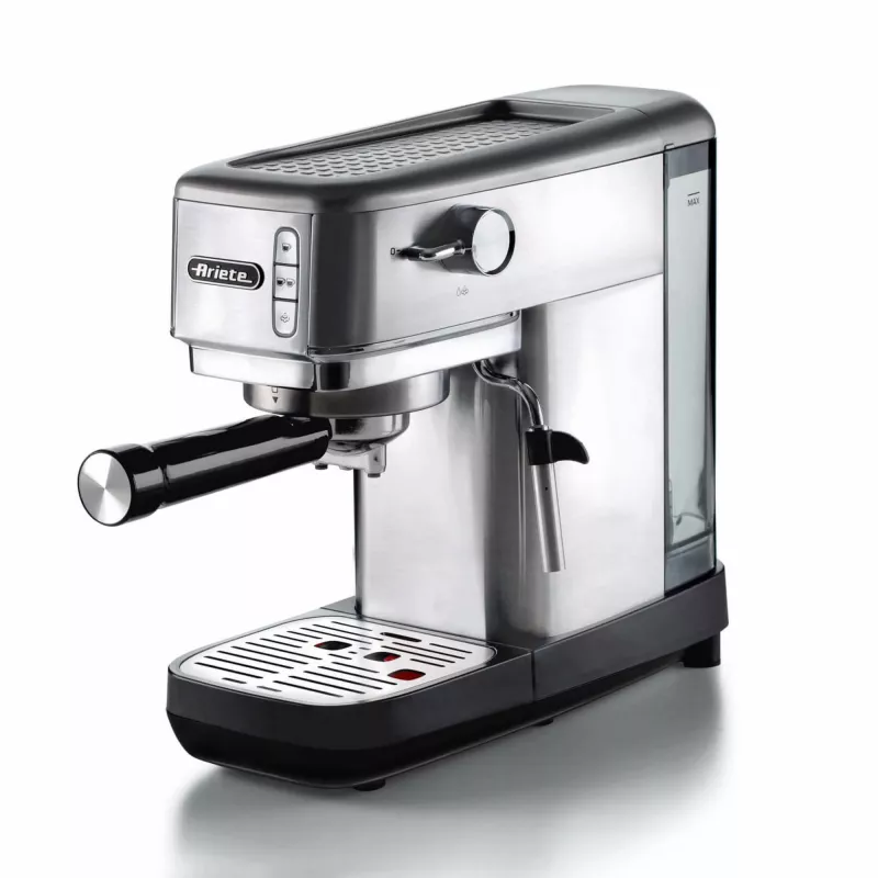 Ariete 1380 Metāla kafijas automāts, saderīgs ar maltu kafiju un ESE kapsulām, 1300 W, 1,1 L tvertne, 15 bāru spiediens, ½ krūzes filtrs, Cappuccino ierīce, Sudraba