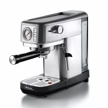 Ariete 1381 kafijas automāts ar manometru, saderīgs ar maltu kafiju un ESE kapsulām, 1300 W, 1.1 L tilpums, 15 bāru spiediens, ½ tases filtrs, Cappuccino ierīce, Sudrabs