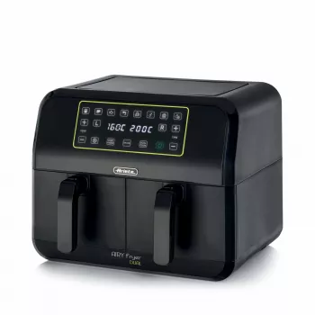 Ariete 4623 Airy Fryer Dual gaisa fritieris ar dubulto grozu, 1700 W, 8 L tilpums, 3 gatavošanas funkcijas, digitālais LED skārienpanels, 8 ieprogrammētas programmas, taimeris, 2 grozi, melns