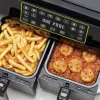 Ariete 4623 Airy Fryer Dual gaisa fritieris ar dubulto grozu, 1700 W, 8 L tilpums, 3 gatavošanas funkcijas, digitālais LED skārienpanels, 8 ieprogrammētas programmas, taimeris, 2 grozi, melns