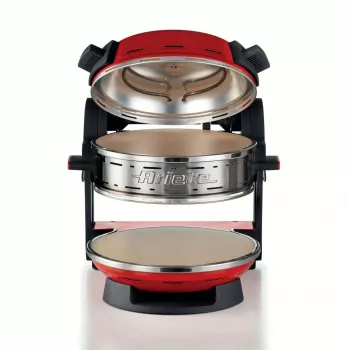 Ariete 927 Pizzeria dubultā picas cepeškrāsns, 2 picas 4 minūtēs, 2300 W, 2 ugunsizturīgi akmeņi, 2 termostati, diametrs 32 cm, 5 gatavošanas līmeņi, 2 nerūsējošā tērauda lāpstiņas, sarkana