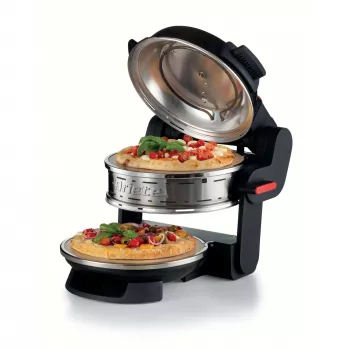 Ariete 927 Pizzeria dubultā picas cepeškrāsns, 2 picas 4 minūtēs, 2300 W, 2 ugunsizturīgi akmeņi, 2 termostati, diametrs 32 cm, 5 gatavošanas līmeņi, 2 nerūsējošā tērauda lāpstiņas, sarkana