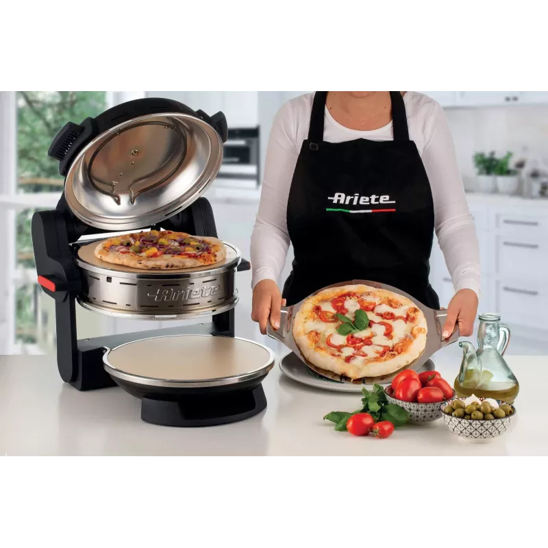Ariete 927 Pizzeria dubultā picas cepeškrāsns, 2 picas 4 minūtēs, 2300 W, 2 ugunsizturīgi akmeņi, 2 termostati, diametrs 32 cm, 5 gatavošanas līmeņi, 2 nerūsējošā tērauda lāpstiņas, sarkana