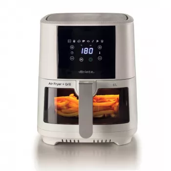 Ariete 4626 Airy Fryer 6L gaisa fritieris, 1300 W, 6L tilpums, 2.5kg ietilpība, 8 iepriekš iestatītas programmas, temperatūra līdz 200°, caurspīdīgs grozs gatavošanas kontrolei, melns
