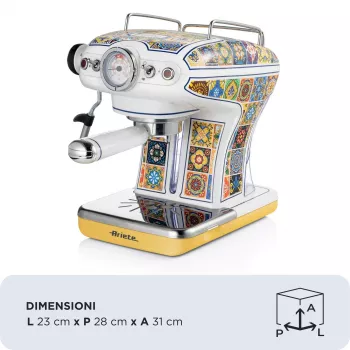 Ariete 1389 Positano kafijas automāts, 850W, tvertne 0.9L, filtrs 1 vai 2 tasītēm, pilienu paplāte, piena putotājs
