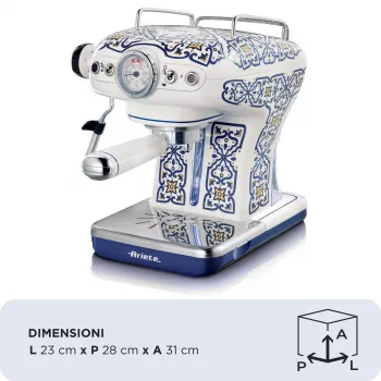 Ariete 1389 Capri kafijas automāts, 850W, 0.9L tvertne, 1 vai 2 tasīšu filtrs, pilienu paplāte, piena putotājs