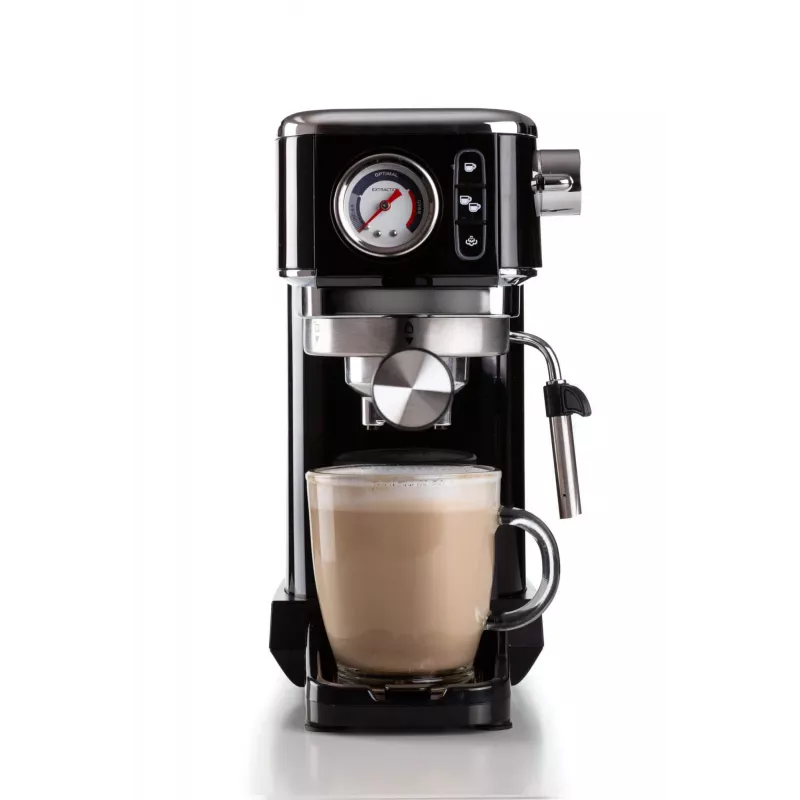 Ariete 1381 kafijas automāts ar manometru, saderīgs ar maltu kafiju un ESE kapsulām, 1300 W, 1.1 L tilpums, 15 bāru spiediens, ½ tasītes filtrs, Cappuccino ierīce, Melns