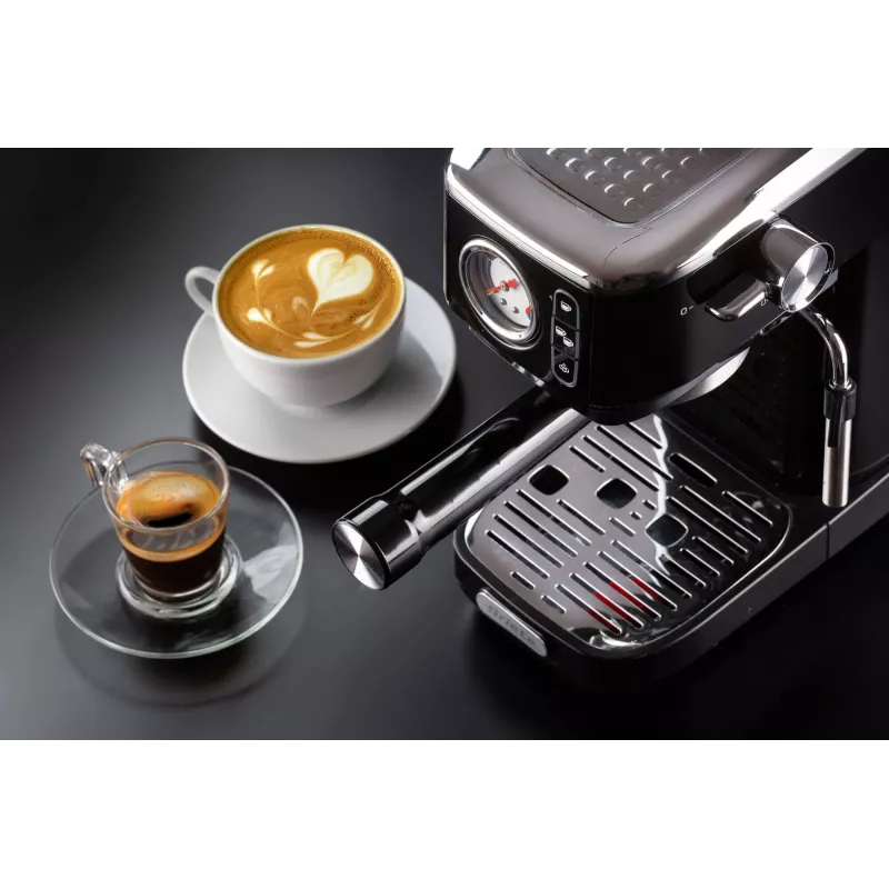 Ariete 1381 kafijas automāts ar manometru, saderīgs ar maltu kafiju un ESE kapsulām, 1300 W, 1.1 L tilpums, 15 bāru spiediens, ½ tasītes filtrs, Cappuccino ierīce, Melns