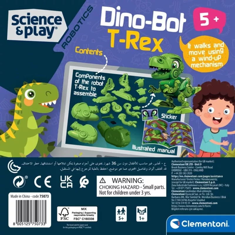 Clementoni Science & Play Dino Bot T-Rex Junior — robotizēts dinozaurs, 5+ gadi
