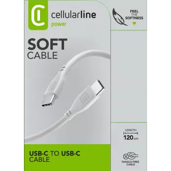 Cellularline Soft Cable 120 cm - USB-C uz USB-C, pelēks