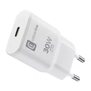 Cellularline GAN sienas lādētājs USB-C 30W PD ar GaN tehnoloģiju