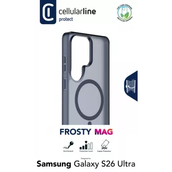 Cellularline FROSTY MAG caurspīdīgs maciņš Samsung Galaxy S26 Ultra, matēts, krāsainām malām, Qi2 saderīgs
