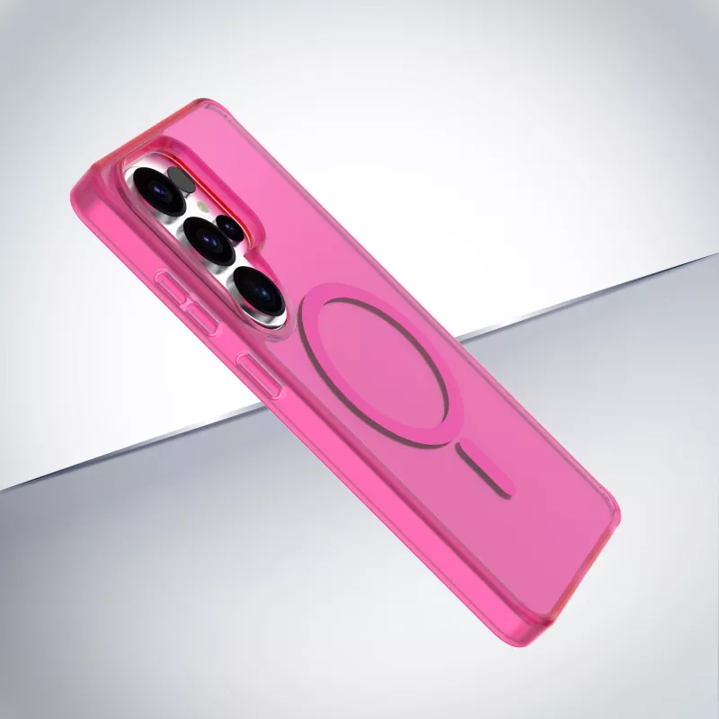 Cellularline FROSTY MAG caurspīdīgs maciņš Galaxy S26 Ultra ar matētu apdari un krāsainām malām, Qi2 saderīgs