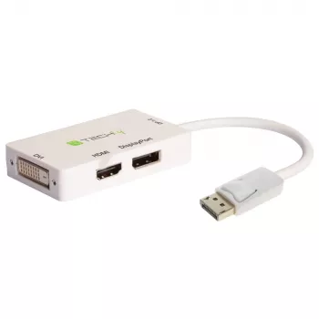 Techly IADAP DP-COMBOF3 video kabeļa adapteris DisplayPort uz DisplayPort + DVI + HDMI balts