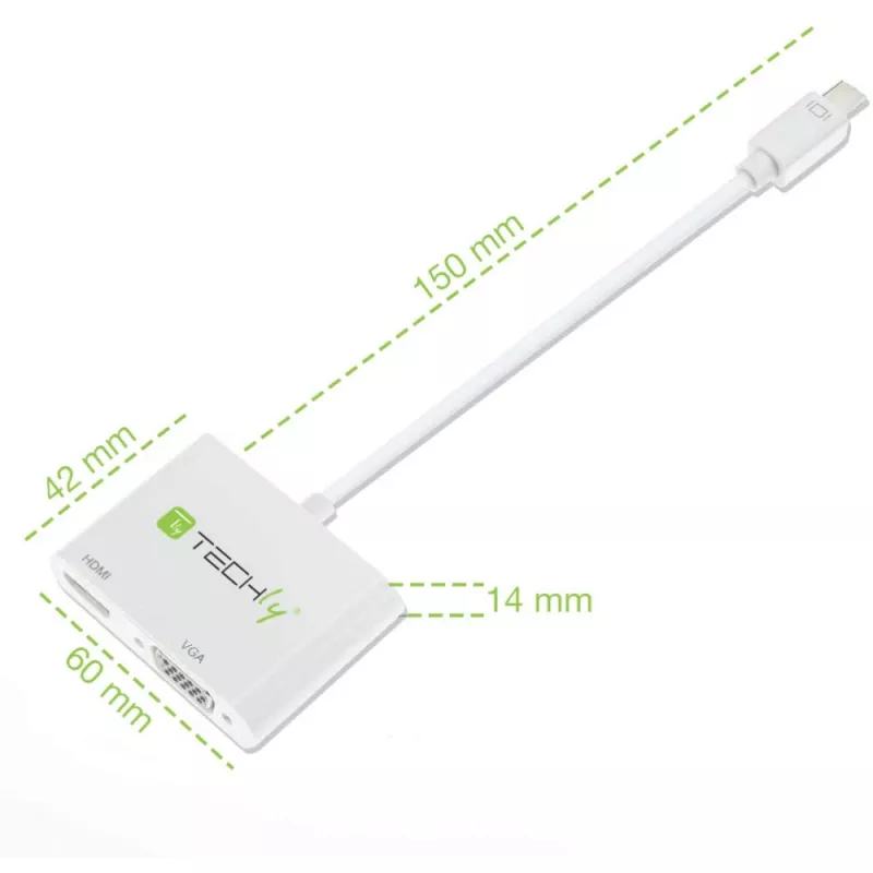 Techly Mini DisplayPort uz HDMI/VGA adapteris, 0.15 m