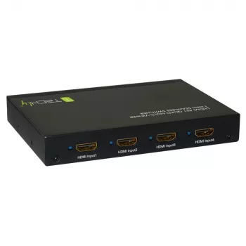 Techly HDMI 4x1 Multi-viewer ar bezšuvju pārslēdzēju, metāls, melns, 60 Hz, 1080p, 2.25 Gbit/s