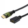 Techly HDMI High Speed ar Ethernet pagarinātāja kabelis 4K 60Hz M/F 5.0 m