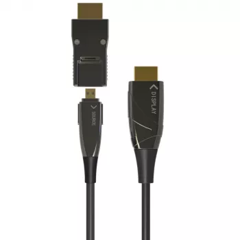 Techly HDMI A/A Micro HDMI AOC optiskās šķiedras kabelis 4K 50m, 50 m, HDMI Type A (Standarta), HDMI Type D (Micro), 3D, 18 Gbit/s, Melns