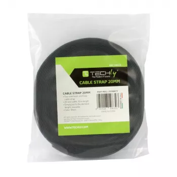 Techly Velcro kabeļu pārvaldīšanas ruļļa 10m x 20mm Melns