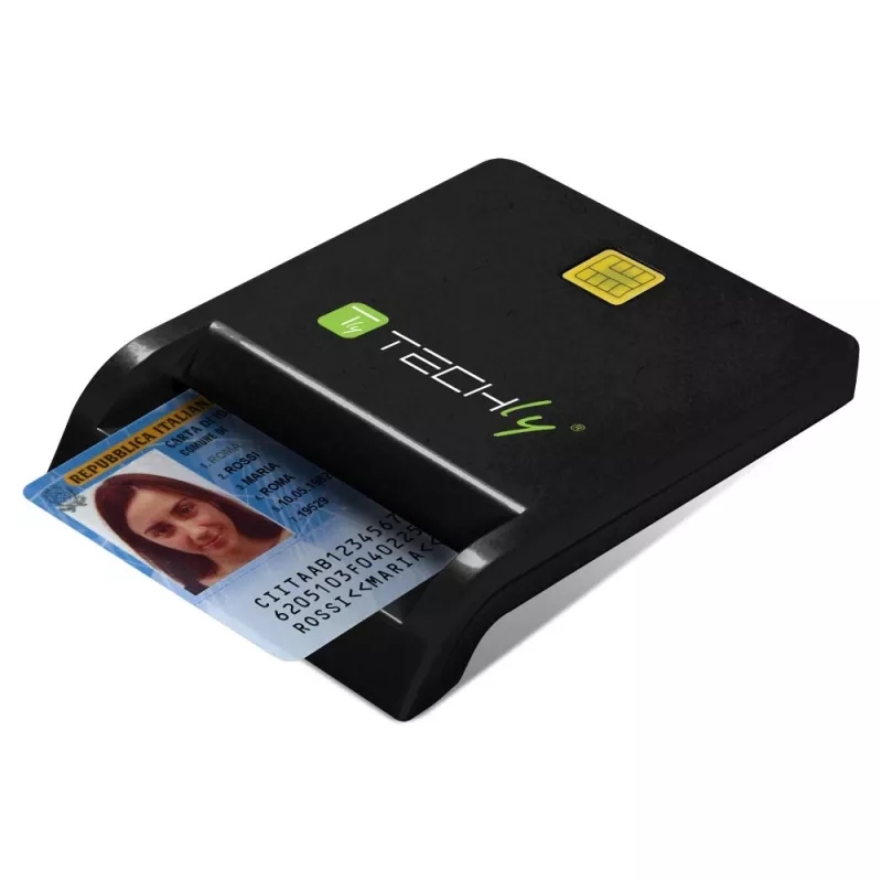 Techly Compact Smart Card lasītājs/rakstītājs USB-C™ balts, USB 2.0, 1.5 m, melns, 102 g