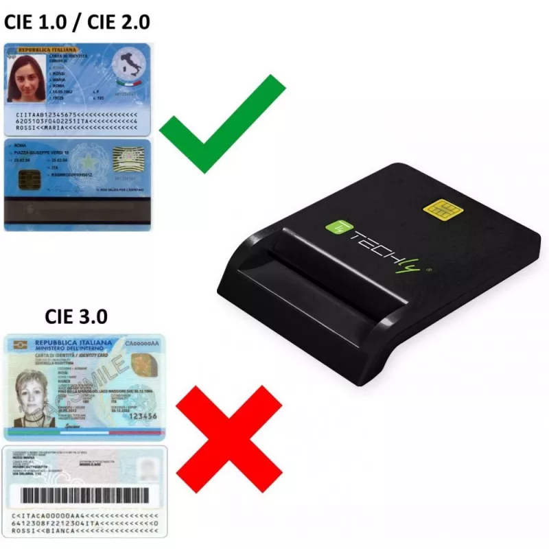 Techly Compact Smart Card lasītājs/rakstītājs USB-C™ balts, USB 2.0, 1.5 m, melns, 102 g