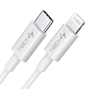 Techly uzlādes un sinhronizācijas kabelis USB-C uz Lightning 1 m Balts