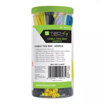 Techly ISWT-SET-CL600T kabeļu saites, paralēlās ievades, neilons, daudzkrāsainas, 600 gab.