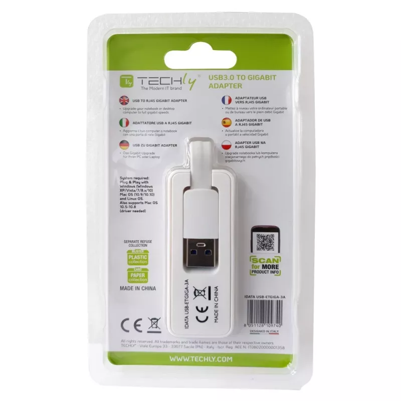 Techly IDATA USB-ETGIGA-3A USB 3.0 Gigabit Ethernet tīkla adapteris