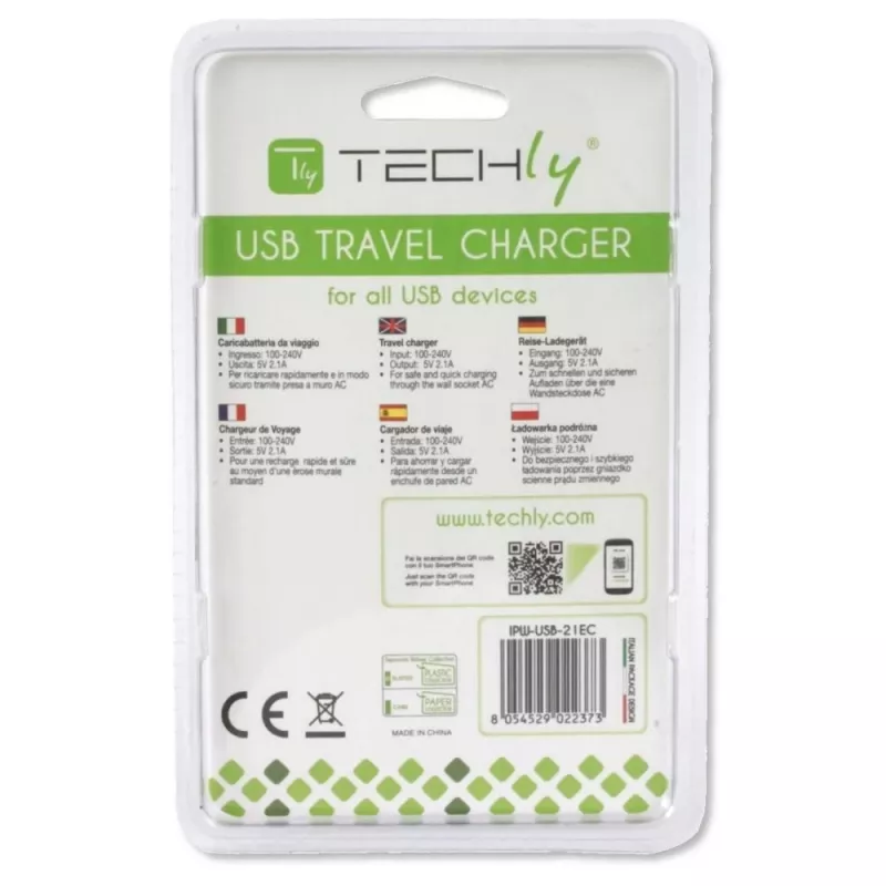Techly Itālijas kontaktdakšas adapteris ar 1 USB portu 5V / 2,1A balts IPW-USB-21EC