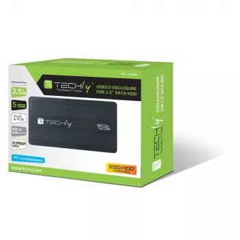 Techly I-CASE SU3-25B ārējais korpuss USB 3.0 2.5 inch SATA, melns
