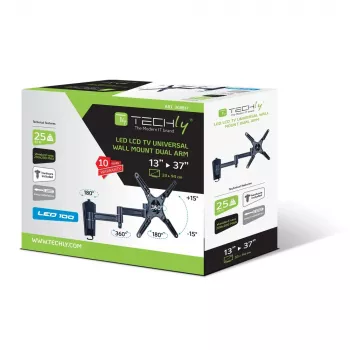 Techly 13-37 LED TV LCD sienas kronšteins ar noliekšanu, 3 locītavas, melns ICA-LCD 2102