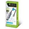 Techly IUSB32-HUB4C-3U2SLS USB-C centrmezgls ar 4 USB-A portiem, metāla korpuss, pelēks